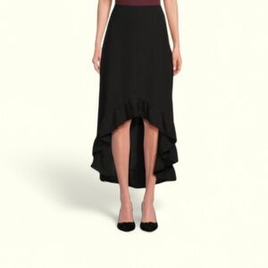 Black Ruffle High Low Skirt in Black NWT